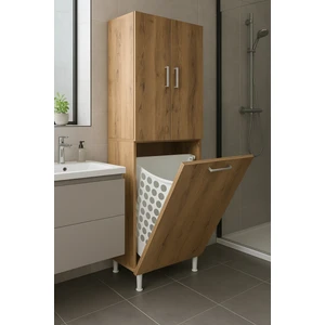 Azzuri Azzuri Home Çok Amaçlı Kirli Çamaşır Sepetli Banyo-Mutfak-Erzak Dolabı Atlantik Çam