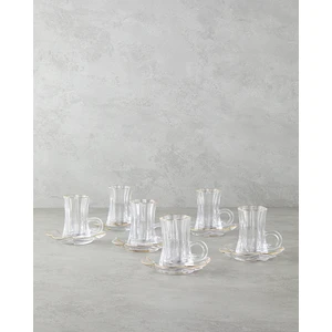 Monica Cam 12 Parça 6 Kişilik Çay Seti 80 ml Gold