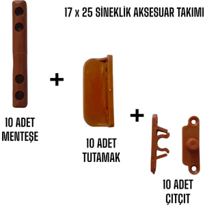 Sineklik Aksesuar Takımı - Altınmeşe -  17X25 – Menteşeli Sistem Için 10’lu Kulplu Kilitli Menteşeli Set