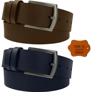 2 Adet 100 % Hakiki deri Siyah Erkek Kot Kemer 4,5 cm