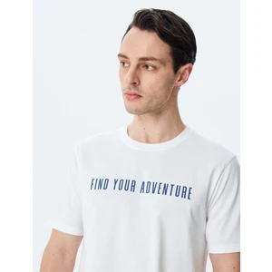 Bisiklet Yaka Regular Fit Pamuklu Kısa Kollu Slogan Baskılı Tişört