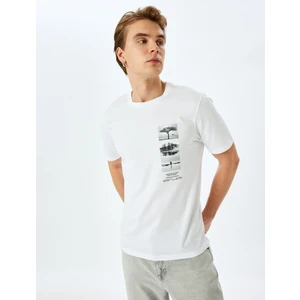 Regular Fit Pamuklu Baskılı Kısa Kollu Bisiklet Yaka Tişört