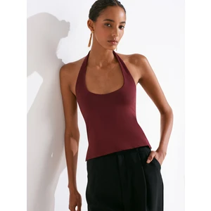 31753 Halter Yaka Top-Bordo