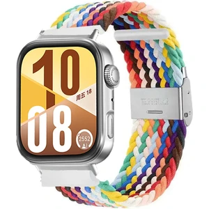 Huawei Watch Fit 3 / Fit 4 / Fit 4 Pro Uyumlu Metal Clips Kumaş Örgü Akıllı Saat Kordon