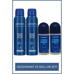 Cool Men 48 Saat Etkili Roll-on 2x50ml Ve Chill Blue Erkek Deodorant 2x150ml