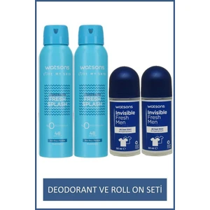 Invisible Fresh Men 48 Saat Etkili Roll On 50 Ml X2 Ve Fresh Splash Deodorant 150 Ml X2