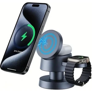 4in1 15W Hızlı Kablosuz Şarj Standı Iphone/watch/airpods Uyumlu Gece Lambalı Wireless Şarz Standı