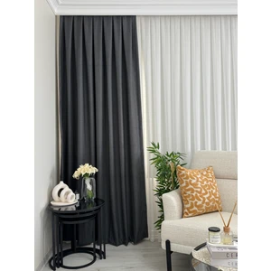 Antrasit Keten Fon Perde Sık Pile