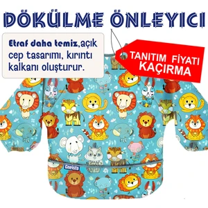 Gneisto Baby Mama Önlüğü, Uzun Kollu Mama Önlüğü - Mavi | Blw Uyumlu, Su Geçirmez, Ipsiz Güvenli Tasarım