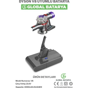 Global Batarya Dyson V8 Batarya 3000MAH Lityum Iyon Pil