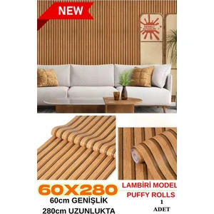 60CM x 280CM 1 Adet Kendinden Yapışkanlı Koyu Kahverengi Lambiri Desenli Duvar Paneli Kağıdı GS8005