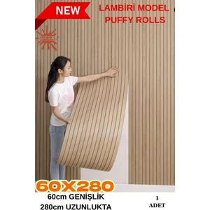 60CM x 280CM 1 Adet Kendinden Yapışkanlı Açık Kahverengi Lambiri Desenli Duvar Paneli Kağıdı YG005