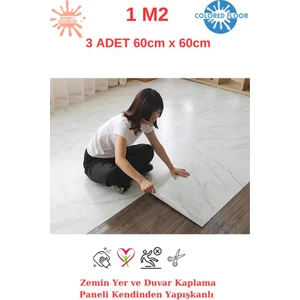 Colored Floor 1 m2 3 Adet 60 x 60 cm Floor Yapışkanlı Zemin ve Duvar Kaplama Paneli - Arkası Kauçuklu Pvc 6216