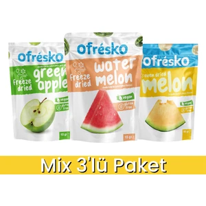 Ofresko Mıx Dondurularak Kurutulmuş Karpuz-Yeşil Elma - Fırında Kurutulmuş Kavun / Kuru Meyve