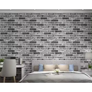 Renkli Duvarlar 70X70CM 1 Adet Yapışkanlı Dekoratif Tuğla Desen Gri Tv Arkası Salon Ofis Duvar Kağıdı Paneli NW169