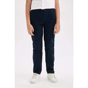 Erkek Çocuk Düz Paça Beli Lastikli Cepli Lacivert Basic Düz Gabardin Okul Pantolonu T8850A624AU