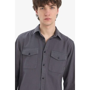 %100 Pamuk Regular Fit Polo Yaka Basic Düz Uzun Kollu Gömlek B2654AX25SP