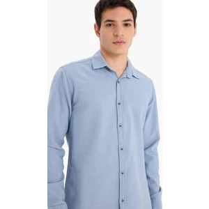 Slim Fit Dar Kesim Pamuklu Basic Düz Uzun Kollu Gömlek A4644AX25SP