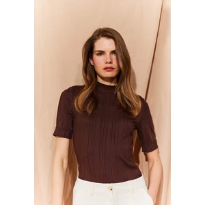 Regular Fit Yarım Balıkçı Yaka Fitilli Kaşkorse Kısa Kollu Tişört B1177AX25SP