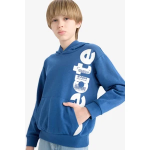 Erkek Çocuk Kapüşonlu Kanguru Cepli Baskılı Sweatshirt D7713A825SP