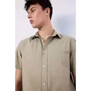 %100 Pamuk Regular Fit Yazlık Polo Yaka Keten Görünümlü Kısa Kollu Gömlek D7551AX25SP