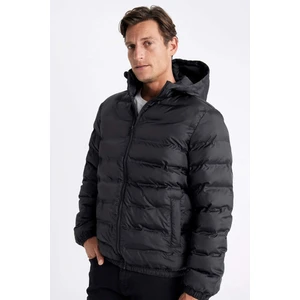 Su İtici Rüzgar Geçirmez Slim Fit Dar Kesim Astarlı Kapüşonlu Fermuarlı Cepli Kışlık Şişme Mont D1185AX24WN