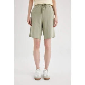 Kadın Regular Fit Normal Bel Düz Paça Basic Bermuda Şort Yeşil-GN497 Örme Kumaş N7439AZ24HS