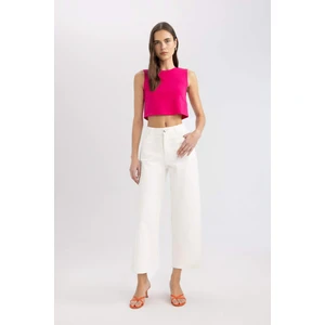 Culotte Gabardin Pantolon Yüksek Bel Basic Düz Cepli Geniş Bol Paça C7535AX24SM