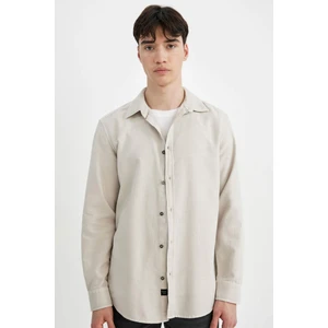 Slim Fit Dar Kesim Pamuklu Basic Düz Uzun Kollu Gömlek A4644AX24AU