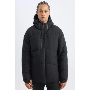 DeFactoFit Şişme Mont Su İtici Slim Fit Dar Kesim Kapüşonlu Fermuarlı Cepli A3519AX24WN