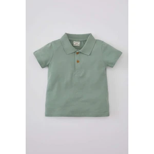 Erkek Bebek Kısa Kollu Pike Polo Tişört Gri 100% Pamuk Günlük Stil B7007A524SM