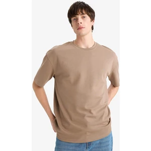Oversize Geniş Kalıp Ütü Gerektirmeyen Bisiklet Yaka Kısa Kollu Basic Düz Ağır Kumaş Tişört X3926AZ25SP