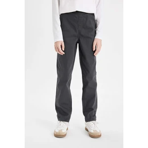 Erkek Çocuk Düz Paça Beli Lastikli Cepli Antrasit Gabardin Basic Düz Okul Pantolonu T8850A624AU