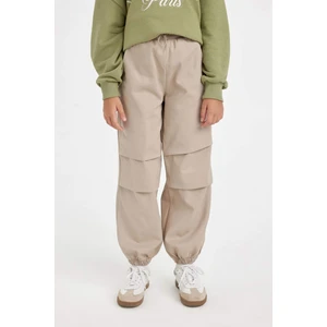 Kız Çocuk Beli ve Paçası Lastikli Cepli Pamuklu Paraşüt Pantolon C8776A824AU