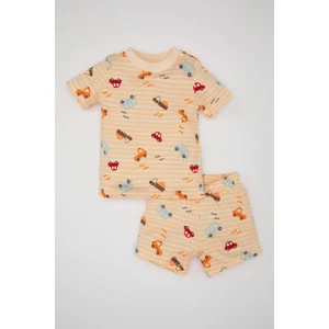 Erkek Bebek Araç Desenli Kısa Kollu Şortlu Penye Pijama Takımı C1998A524HS