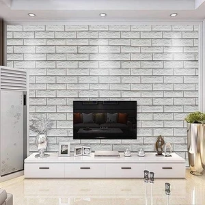 Renkli Duvarlar 70X70CM 1 Adet Silinebilir Yapışkanlı Siyah Çizgili Beyaz Tuğla Desen Duvar Kağıdı Paneli NW148