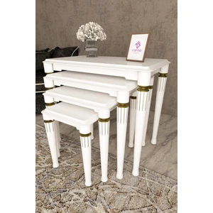 Zeyra Serisi Beyaz Avangart 4'lü Zigon Sehpa Takımı