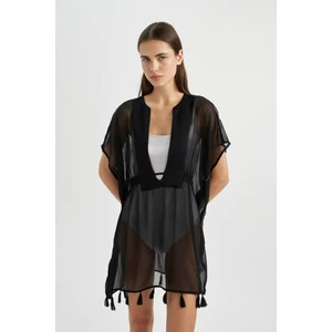 Siyah Şifon Kimono-Fall in Love Z9958AZ24SM