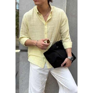 Erkek Oversize Kesim Keten Görünümlü Gömlek