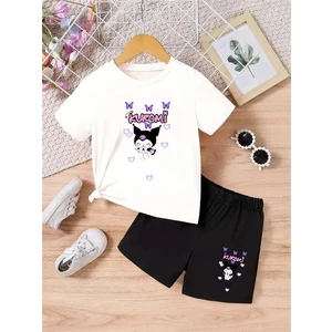 Calp Teks Kuromi 2704 Baskılı Şort/t-Shirt Alt-Üst Çocuk Yazlık Takım