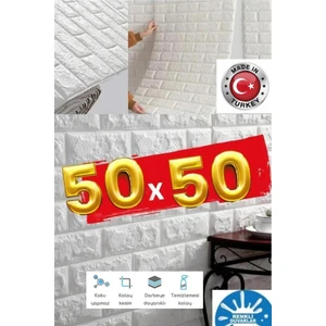 50X50 cm 0,27 M² Silinebilir Kendinden Yapışkanlı Duvar Kağıdı Esnek Köpük Panel 3D Tuğla Desen