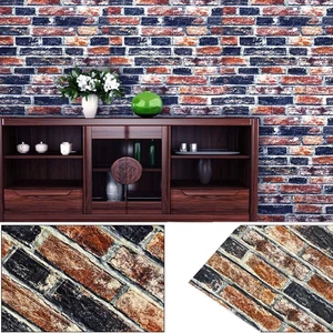 Renkli Duvarlar 70X38CM 3D Lacivert Kiremit Tuğla Desen Kendinden Yapışkanlı Sünger Duvar Paneli Kağıdı