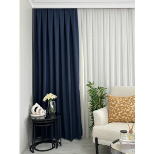 Petrol Keten Fon Perde Sık Pile