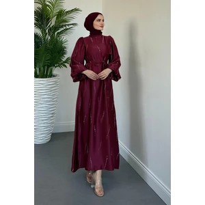 Kaitlyn Taşlı Abiye Bordo