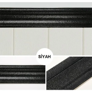 Renkli Duvarlar Siyah 110CM Esnek Duvar Çıtası Dekoratif Yapışkanlı Çerçeve Süpürgelik