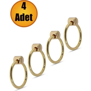 Sarkaç Dolap Dolabı Çekmece Kulpu Kulpları Kulbu Gold Metal Halka Kulp (4 Adet) Mobilya Mutfak.