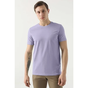 Twn Slim Fit Galaktik Leylak Düz Kabartma Baskılı T-Shirt