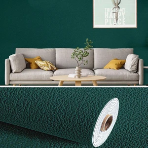Renkli Duvarlar 50X280 cm (1,4m2) Koyu Yeşil Kendinden Yapışkanlı Dokulu Esnek Silinebilir Duvar Sticker Kağıdı