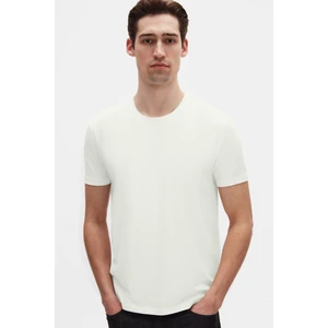 Twn Slim Fit Ekru Düz Kabartma Baskılı T-Shirt