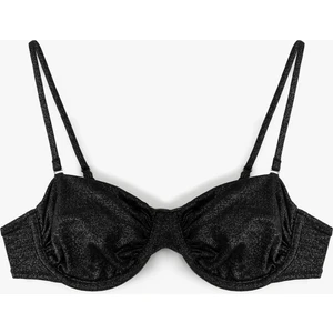 Simli Parlak Balenli Straplez Bikini Üstü
